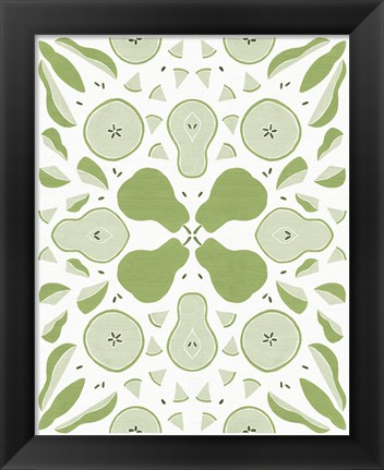 Framed Retro Pear Otomi Monotone Print