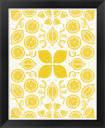 Framed Retro Lemon Otomi Monotone Print