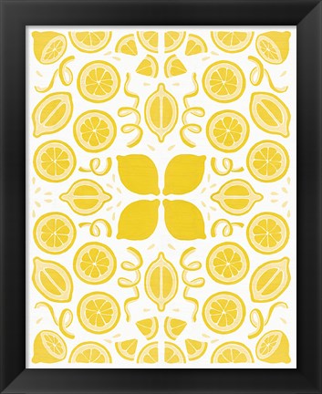 Framed Retro Lemon Otomi Monotone Print