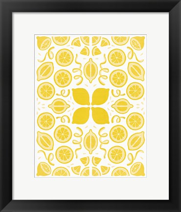 Framed Retro Lemon Otomi Monotone Print