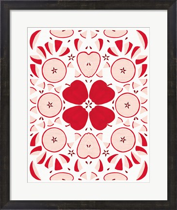 Framed Retro Apple Otomi Monotone Print