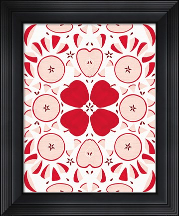 Framed Retro Apple Otomi Monotone Print