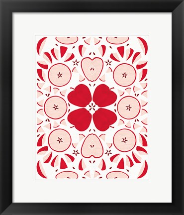 Framed Retro Apple Otomi Monotone Print
