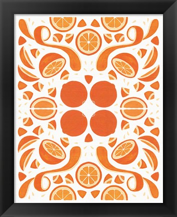 Framed Retro Orange Otomi Print