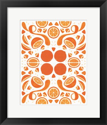 Framed Retro Orange Otomi Print