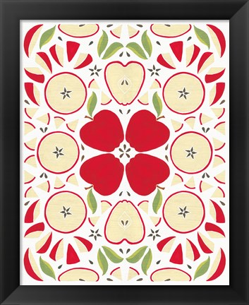 Framed Retro Apple Otomi Print