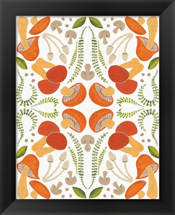 Framed Retro Mushroom Otomi Print