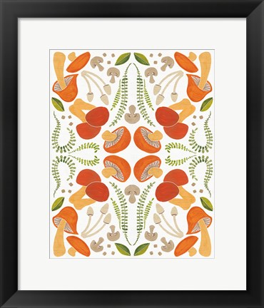 Framed Retro Mushroom Otomi Print