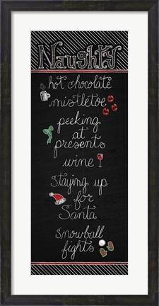 Framed Christmas Chalkboard Naughty Print