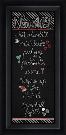 Framed Christmas Chalkboard Naughty Print