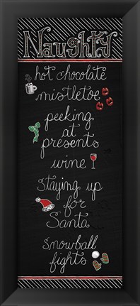 Framed Christmas Chalkboard Naughty Print