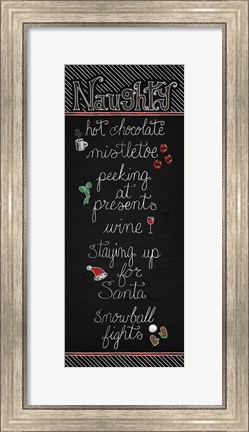 Framed Christmas Chalkboard Naughty Print