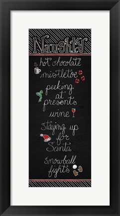 Framed Christmas Chalkboard Naughty Print