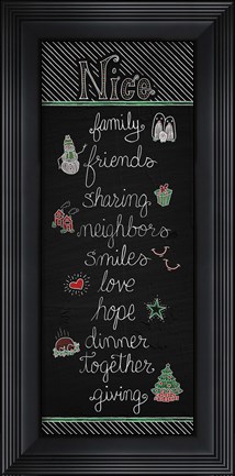 Framed Christmas Chalkboard Nice Print