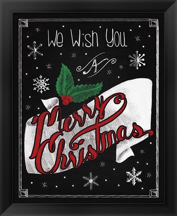 Framed Christmas Chalkboard I Print