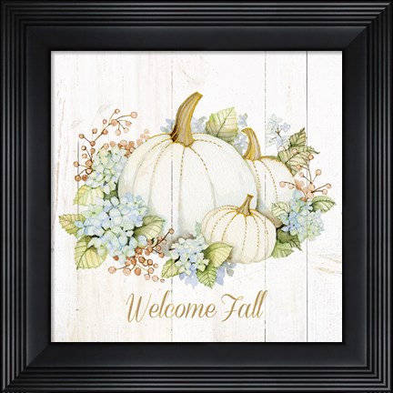 Framed Autumn Elegance I Gold Welcome Fall Print