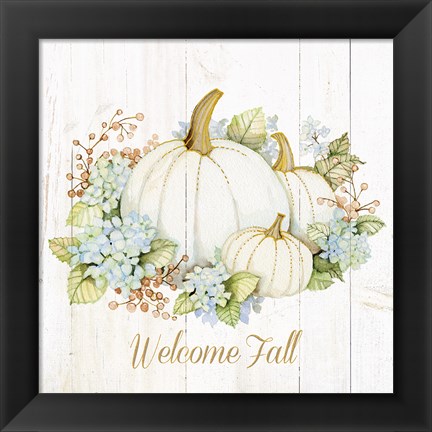 Framed Autumn Elegance I Gold Welcome Fall Print