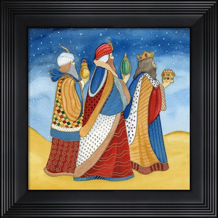 Framed Christmas in Bethlehem I with Stars Print