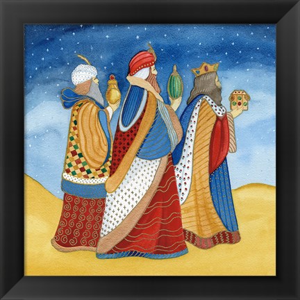 Framed Christmas in Bethlehem I with Stars Print