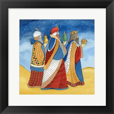 Framed Christmas in Bethlehem I with Stars Print