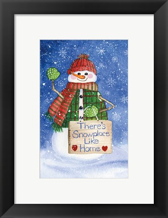 Framed Snowman Saying IV on Blue Print