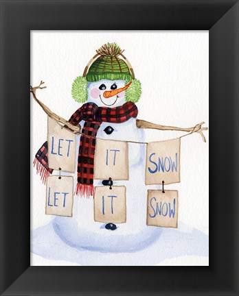 Framed Snowman Saying II Print