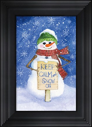 Framed Snowman Saying I on Blue Print