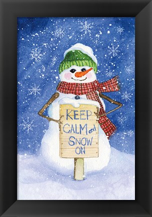 Framed Snowman Saying I on Blue Print