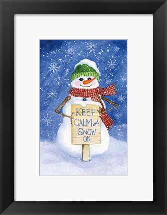 Framed Snowman Saying I on Blue Print