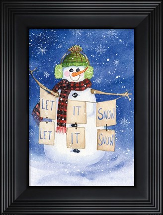 Framed Snowman Saying II on Blue Print