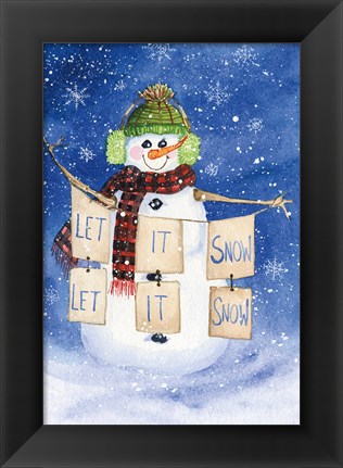 Framed Snowman Saying II on Blue Print
