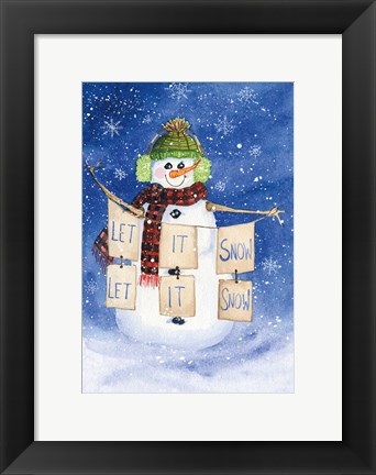 Framed Snowman Saying II on Blue Print