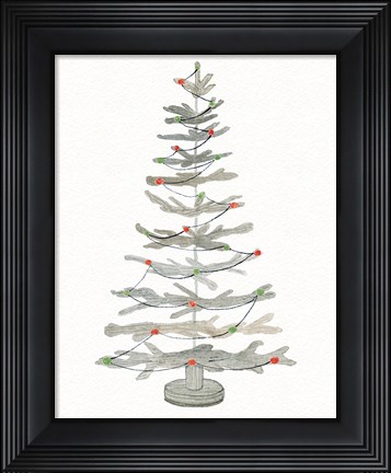 Framed Coastal Holiday Tree II Red Print