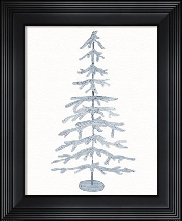 Framed Coastal Holiday Tree IV Red Print