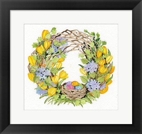 Framed Spring Wreath II Print