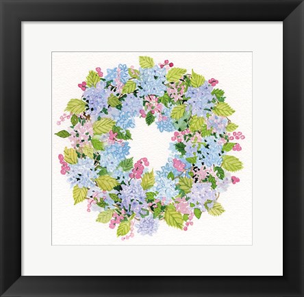 Framed Spring Wreath I Print