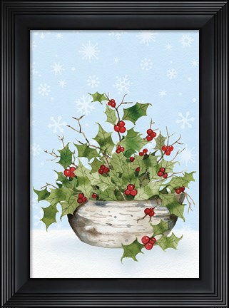 Framed Birch Vase IV on Blue Print