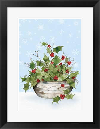 Framed Birch Vase IV on Blue Print