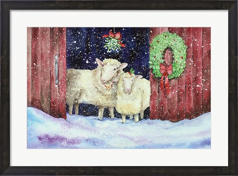 Framed Christmas Sheep Print