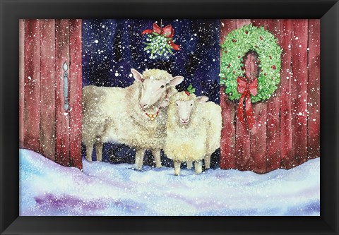 Framed Christmas Sheep Print