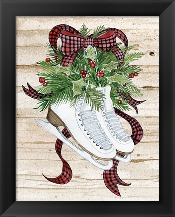 Framed Holiday Sports I on Wood Print