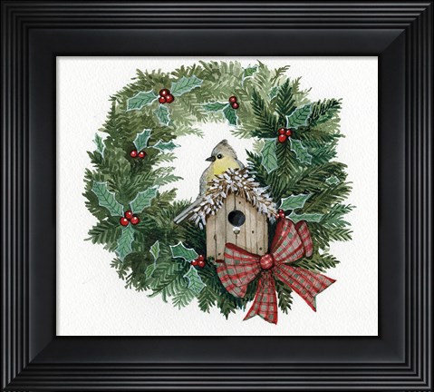 Framed Holiday Wreath III Print