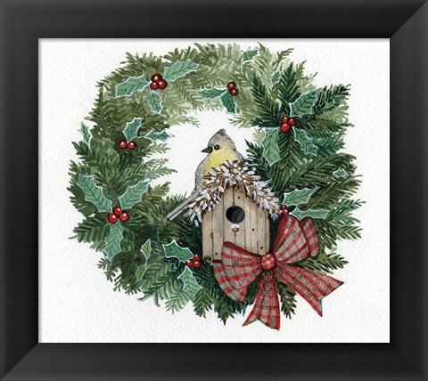 Framed Holiday Wreath III Print