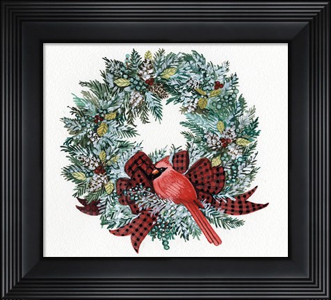 Framed Holiday Wreath I Print