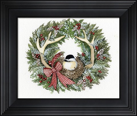Framed Holiday Wreath IV Print