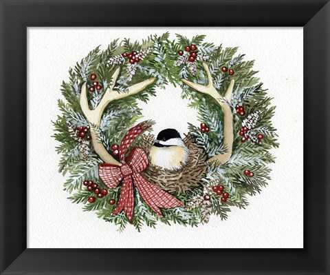 Framed Holiday Wreath IV Print