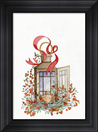 Framed Holiday Lantern I Print