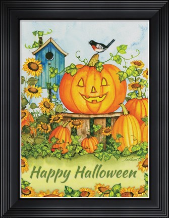 Framed Halloween Pumpkins Happy Halloween Print