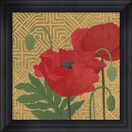 Framed More Poppies with Pattern Print