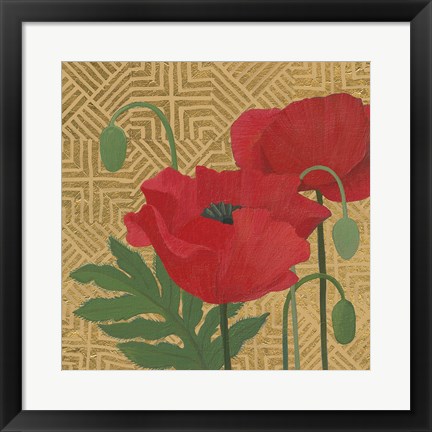 Framed More Poppies with Pattern Print